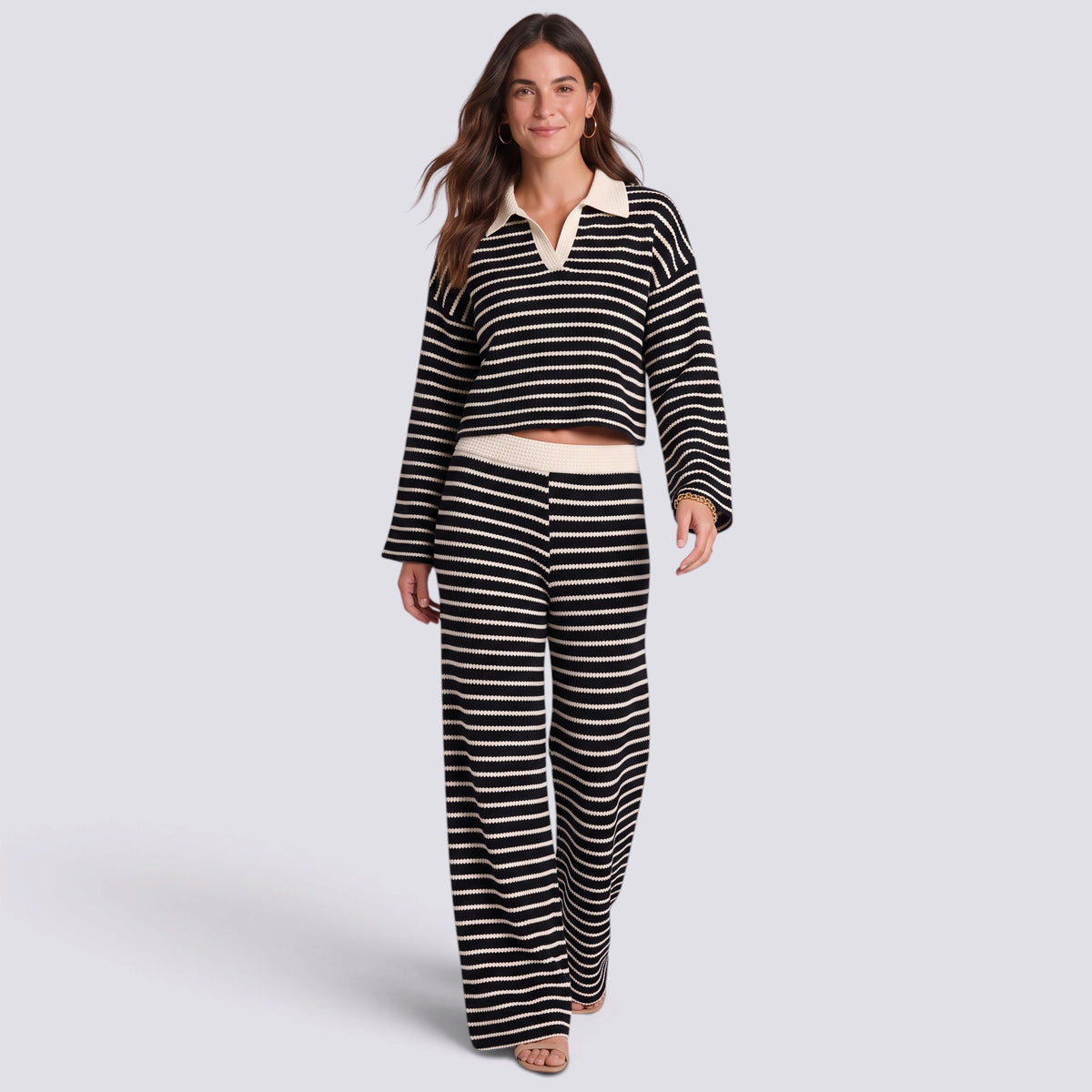 Conjunto Mujer de Punto a Rayas