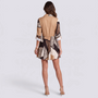 Vestido camisero corto de mujer estampado patchwork, vista trasera
