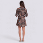 Vestido camisero corto de mujer estampado paisley negro, vista trasera