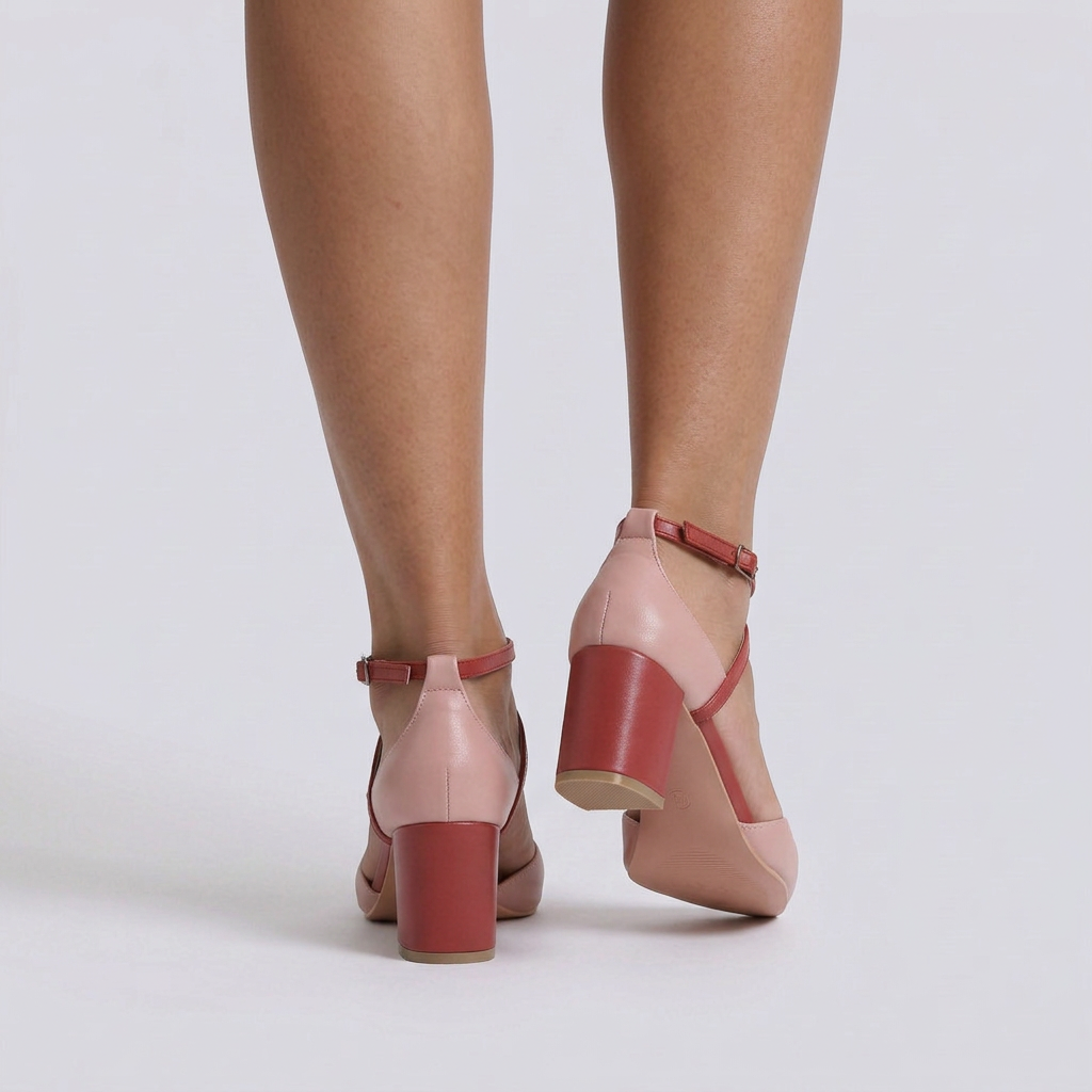 Zapato de tacón mujer color rosa, vista trasera
