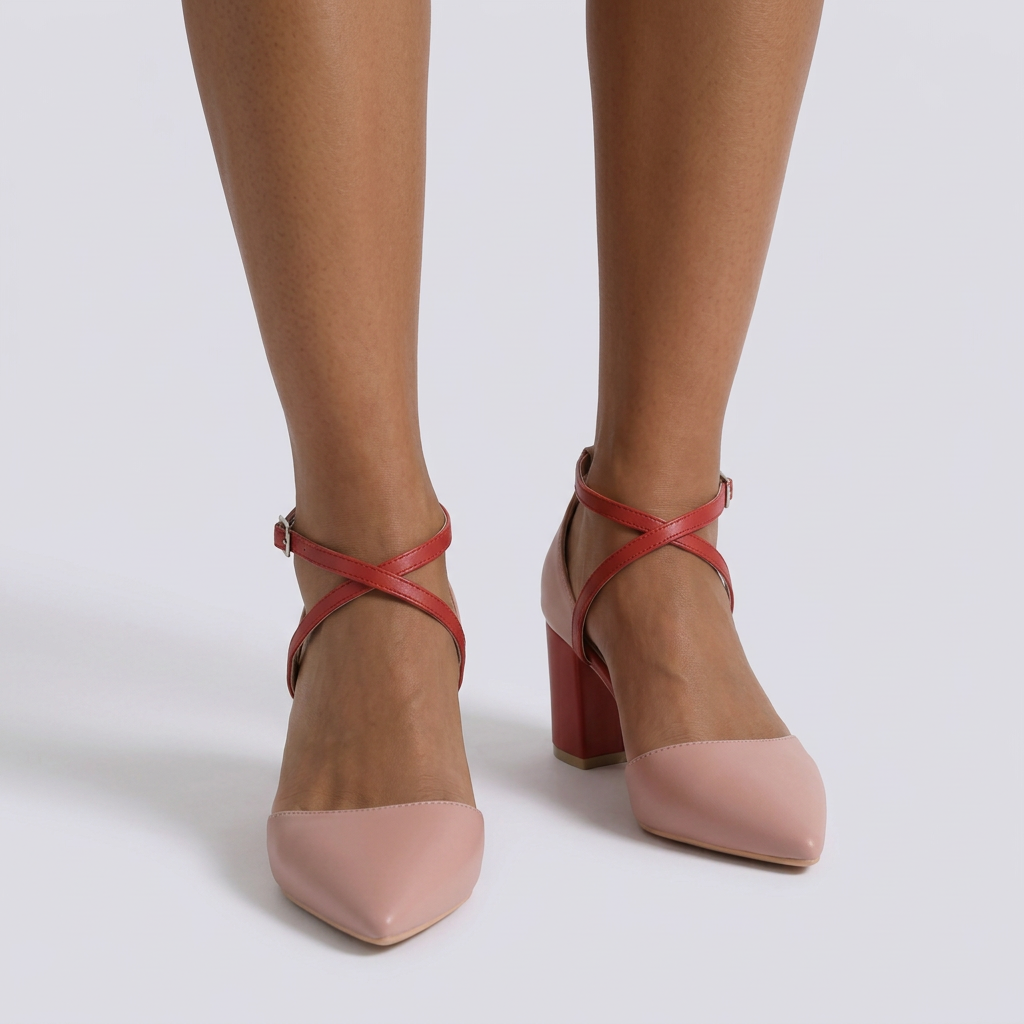 Zapato de tacón mujer color rosa, vista frontal