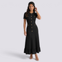 Vestido Punto Mujer Botones Dorados - Negro - Frontal