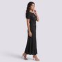Vestido Punto Mujer Botones Dorados - Negro - Lateral