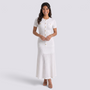 Vestido Punto Mujer Botones Dorados - Blanco - Frontal