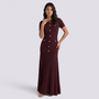 Vestido Punto Mujer Botones Dorados - Burdeos - Frontal