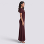 Vestido Punto Mujer Botones Dorados - Burdeos - Lateral