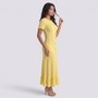 Vestido Punto Mujer Botones Dorados - Amarillo - Lateral