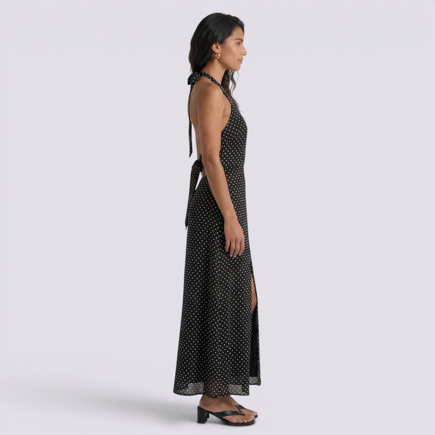 Vestido Negro Halter Lunares