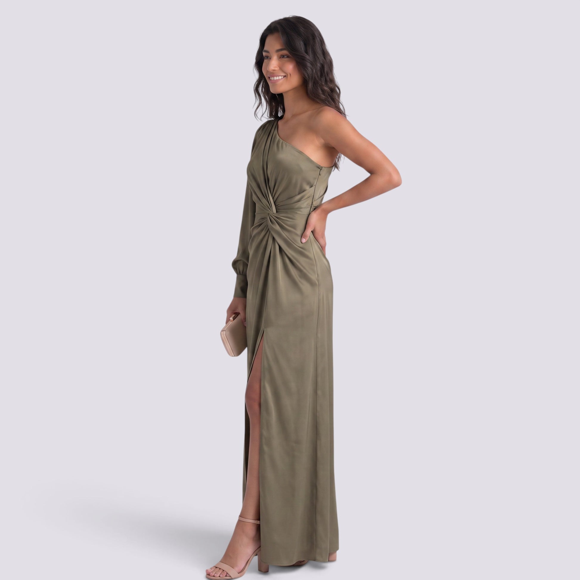 Vestido Mujer Ajustado Asimétrico con Nudo