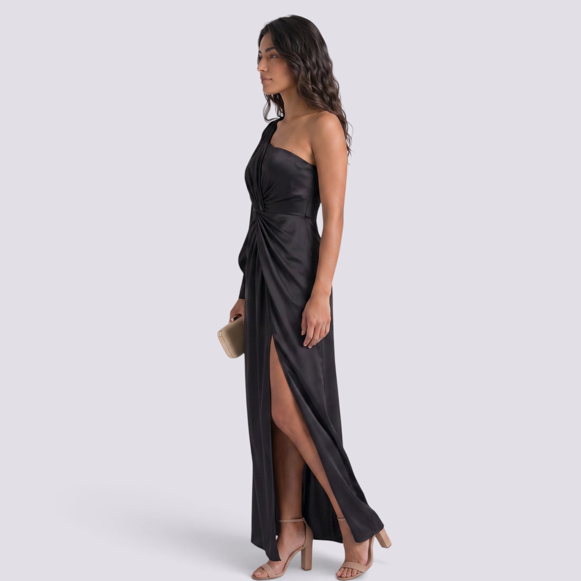 Vestido Mujer Ajustado Asimétrico con Nudo