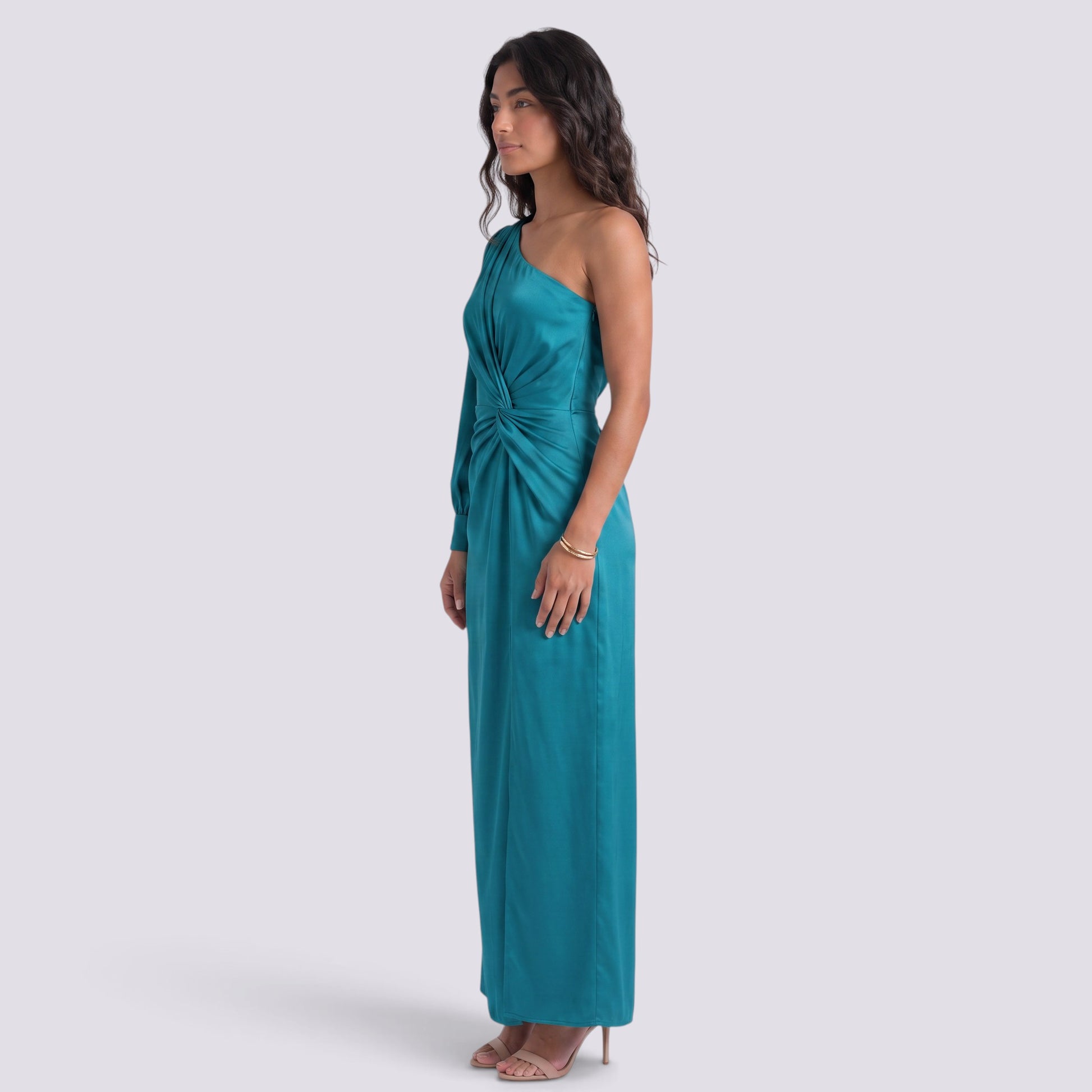 Vestido Mujer Ajustado Asimétrico con Nudo