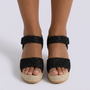 Sandalias mujer cuña alta efecto encaje en Negro, vista frontal