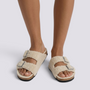 Sandalias Mujer Borreguito con Hebillas - Blanco vista frontal