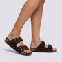 Sandalias Mujer Borreguito con Hebillas - Marrón Oscuro vista lateral