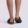 Sandalias Mujer Borreguito con Hebillas - Marrón Oscuro vista trasera
