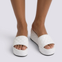 Sandalias Plataforma Mujer Acolchadas Tipo Pala - vista frontal, blanco