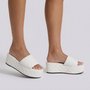 Sandalias Plataforma Mujer Acolchadas Tipo Pala - vista lateral, blanco