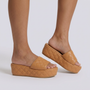 Sandalias Plataforma Mujer Acolchadas Tipo Pala - vista lateral, marrón