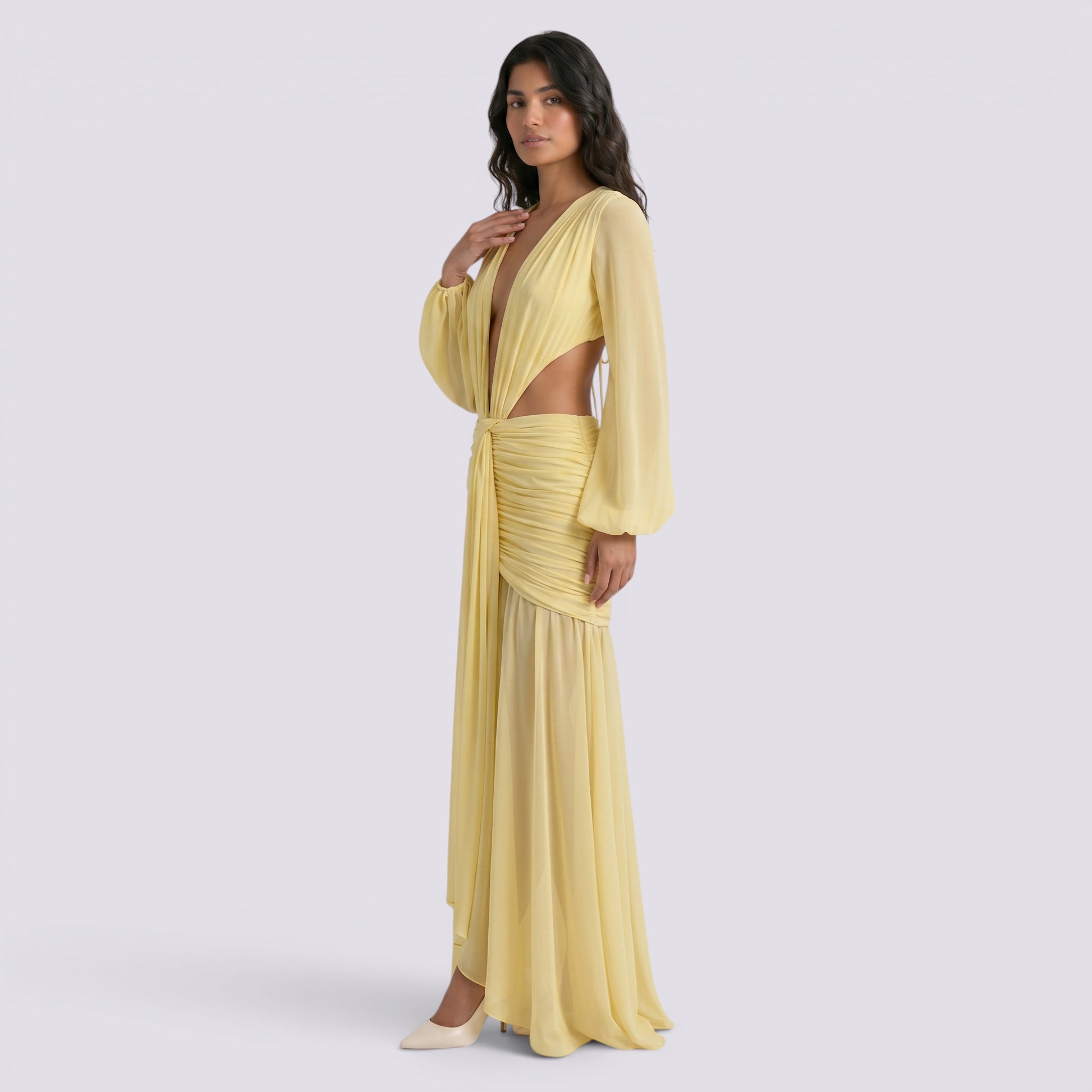 Vestido Largo Mujer Manga Larga Fiesta Elegante