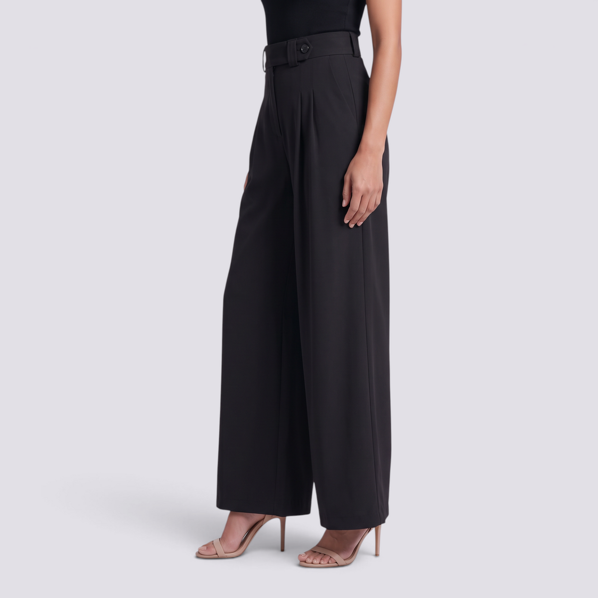 Pantalón Sastre Mujer Cintura Alta - Negro - Lateral