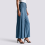 Pantalón Culotte Mujer Cintura Fruncida - Azul Cielo - Vista lateral