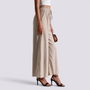 Pantalón Culotte Mujer Cintura Fruncida - Beige - Vista lateral