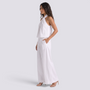 Conjunto Top Sin Mangas Mujer Pantalón Ancho - Blanco - Vista lateral