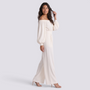 Mono Palazzo Mujer Escote Bardot - Blanco - Vista lateral