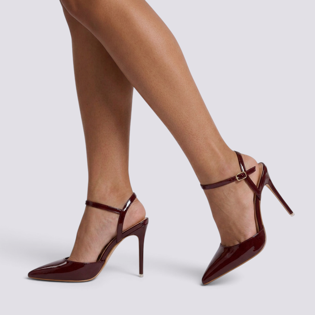 Sandalias de Tacón con Tira Mujer - Burdeos - Vista lateral