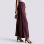 Pantalón Culotte Mujer Cintura Fruncida - Burdeos - Vista lateral