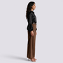 Pantalón Acampanado Mujer Cintura Alta - Marrón - Lateral