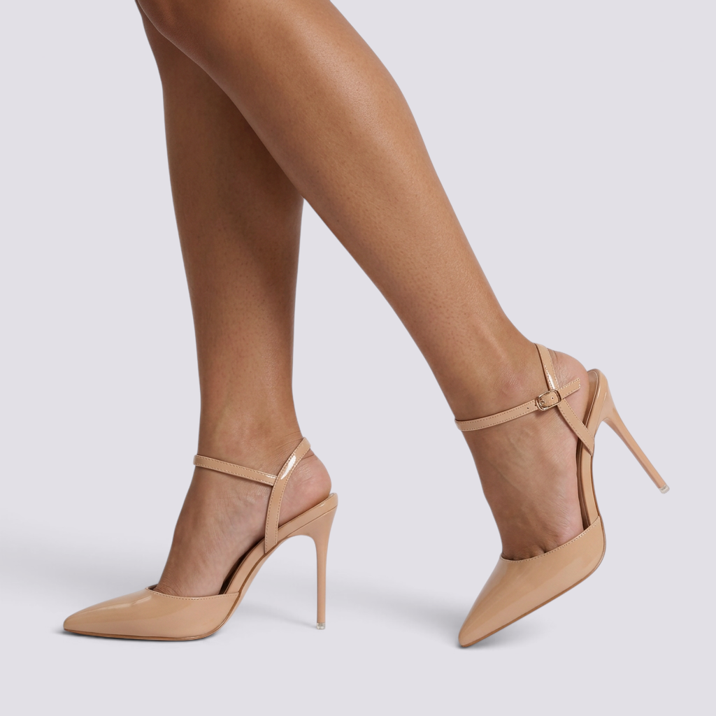 Sandalias de Tacón con Tira Mujer - Nude - Vista lateral