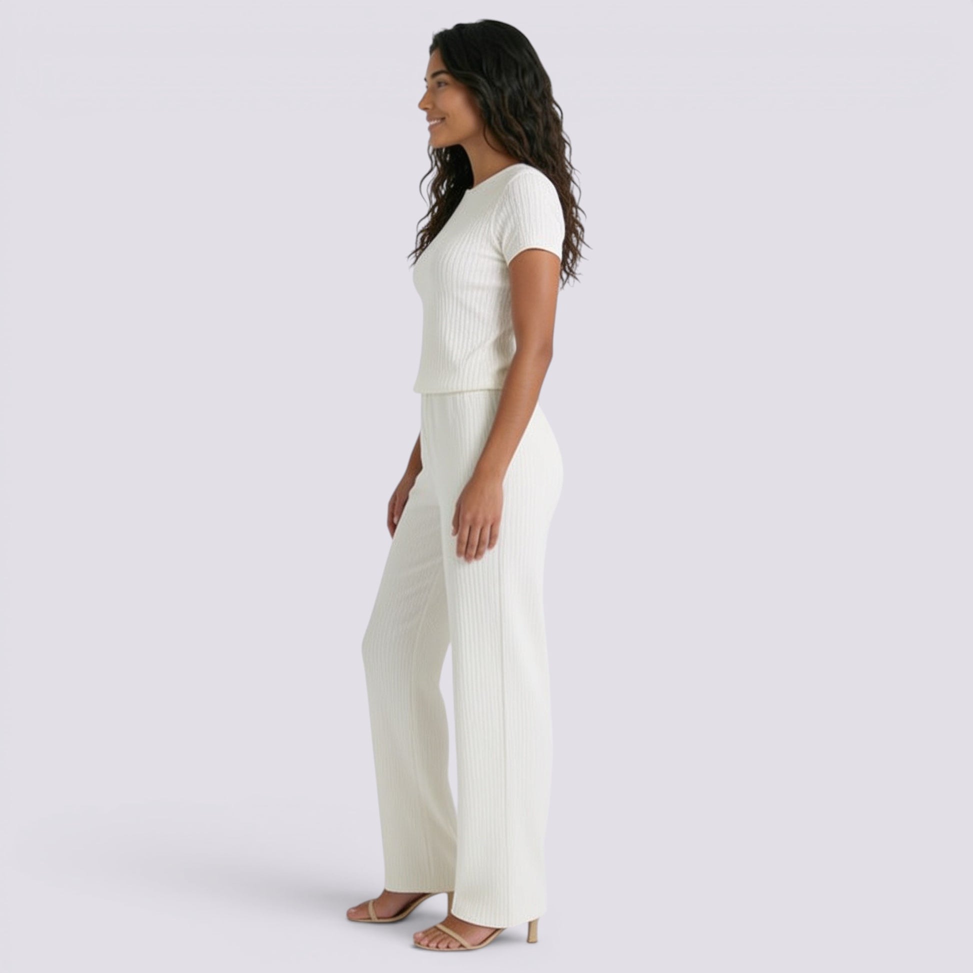 Conjunto Punto Canalé Mujer Pantalón Ancho