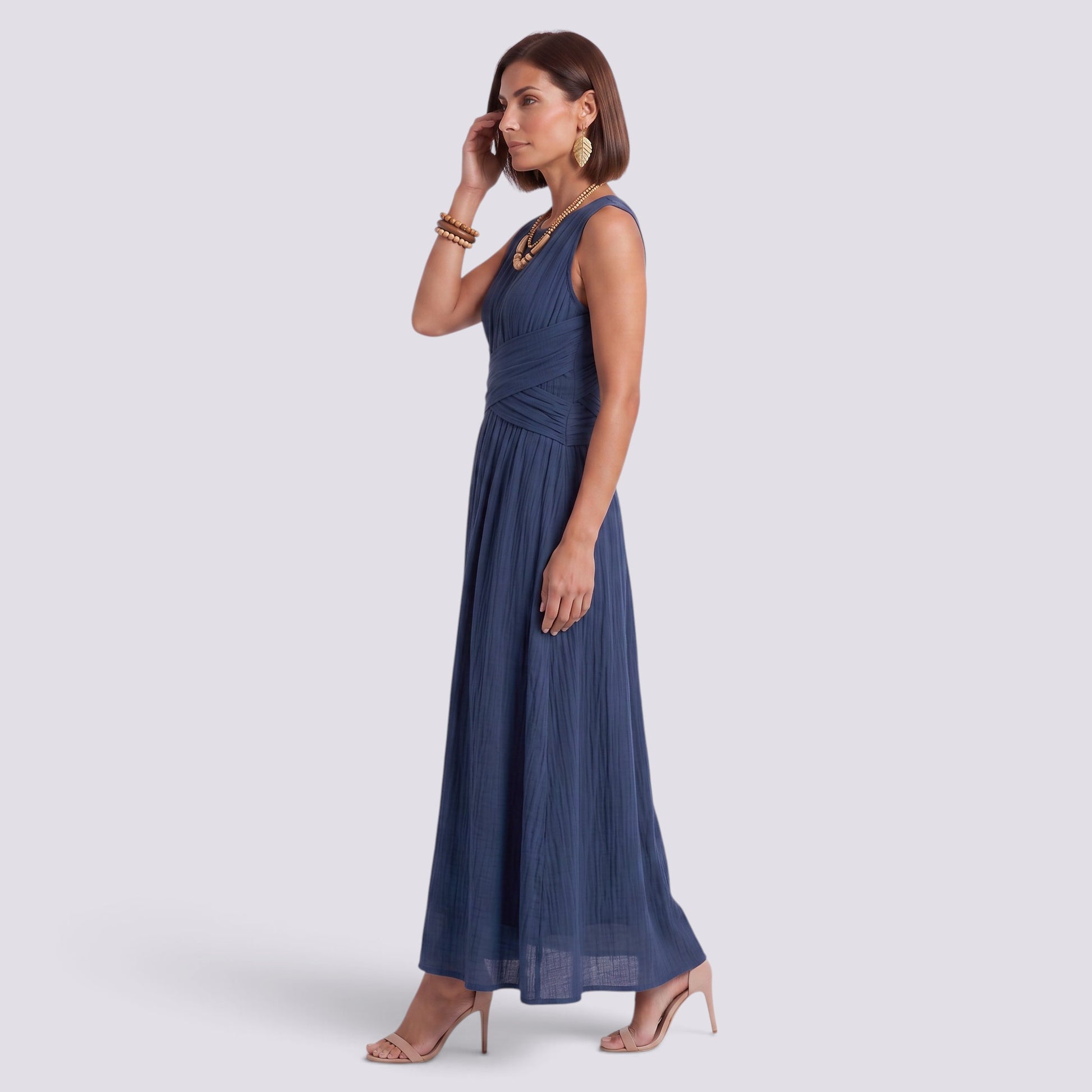 Vestido Cruzado Mujer Elegante Talle Alto