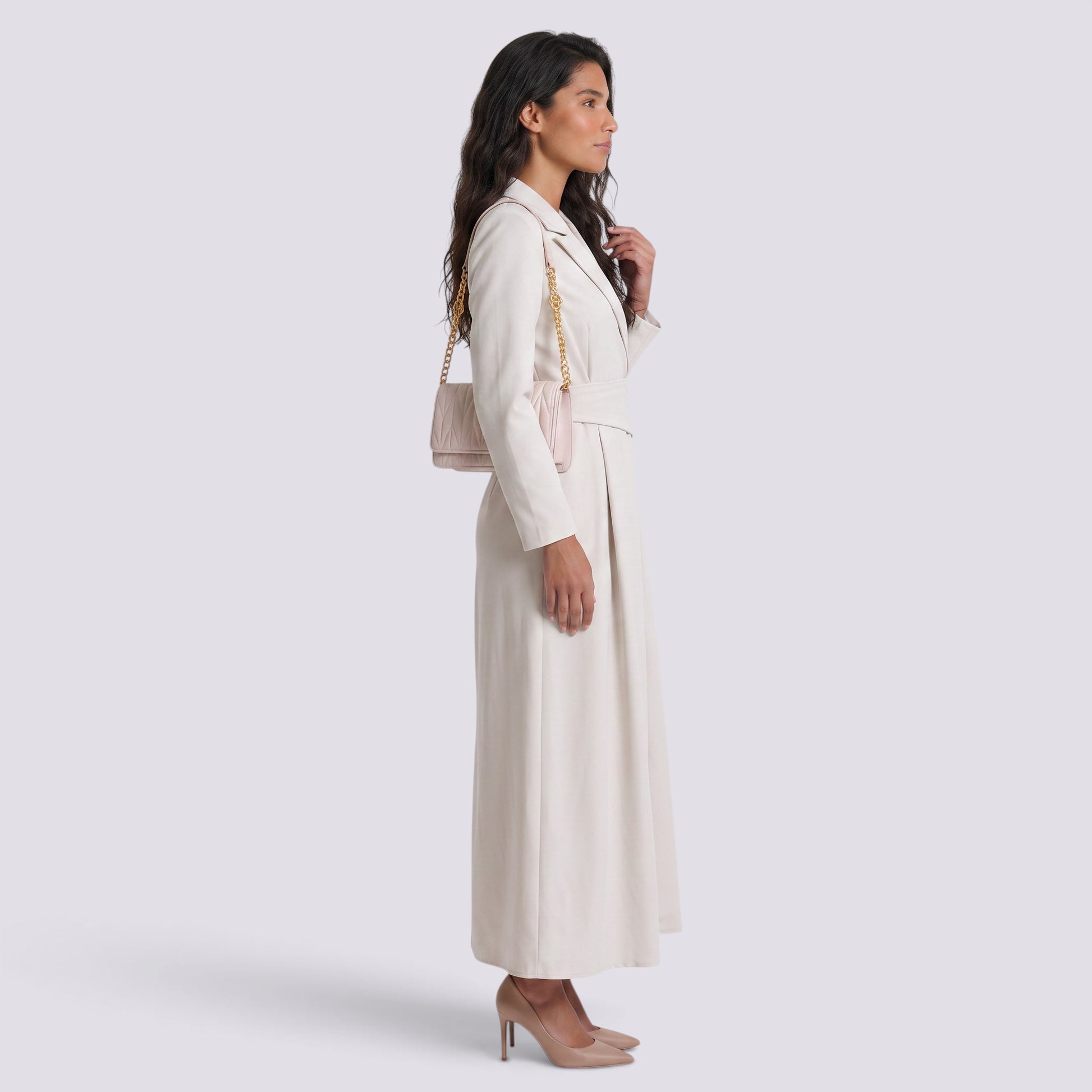 Vestido Largo Tipo Blazer para Mujer Solapa Entallado