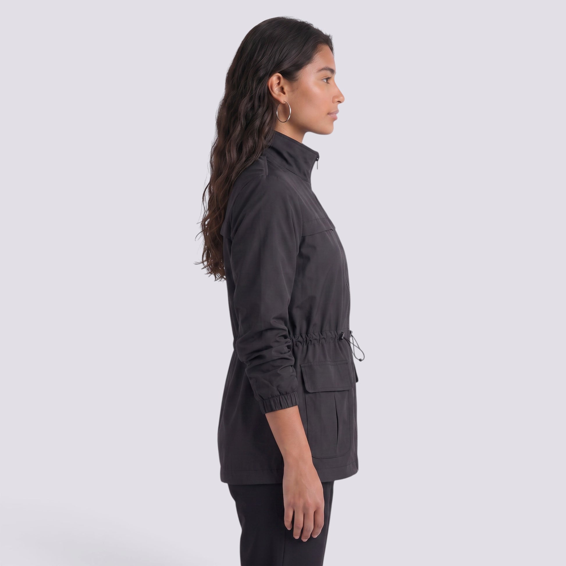 Gabardina Mujer Entallada Elegante Cuello Alto
