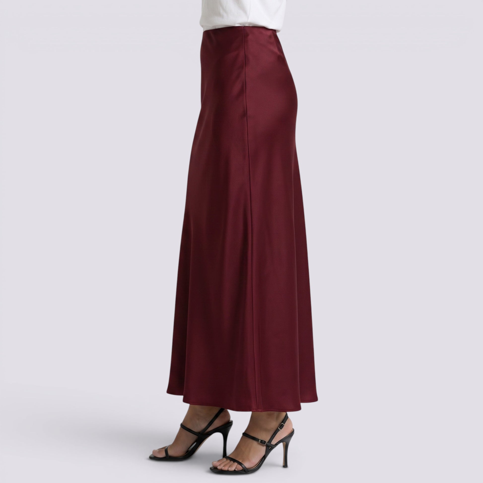 Falda Larga Satinada Mujer Elegante