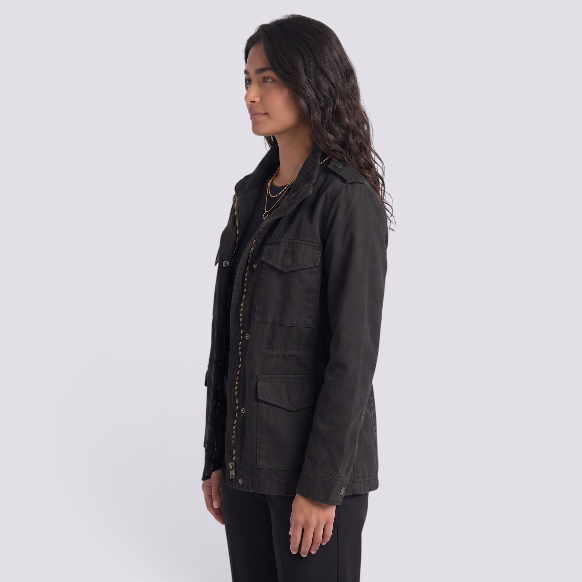 Chaqueta Corta Mujer Solapa y Bolsillos