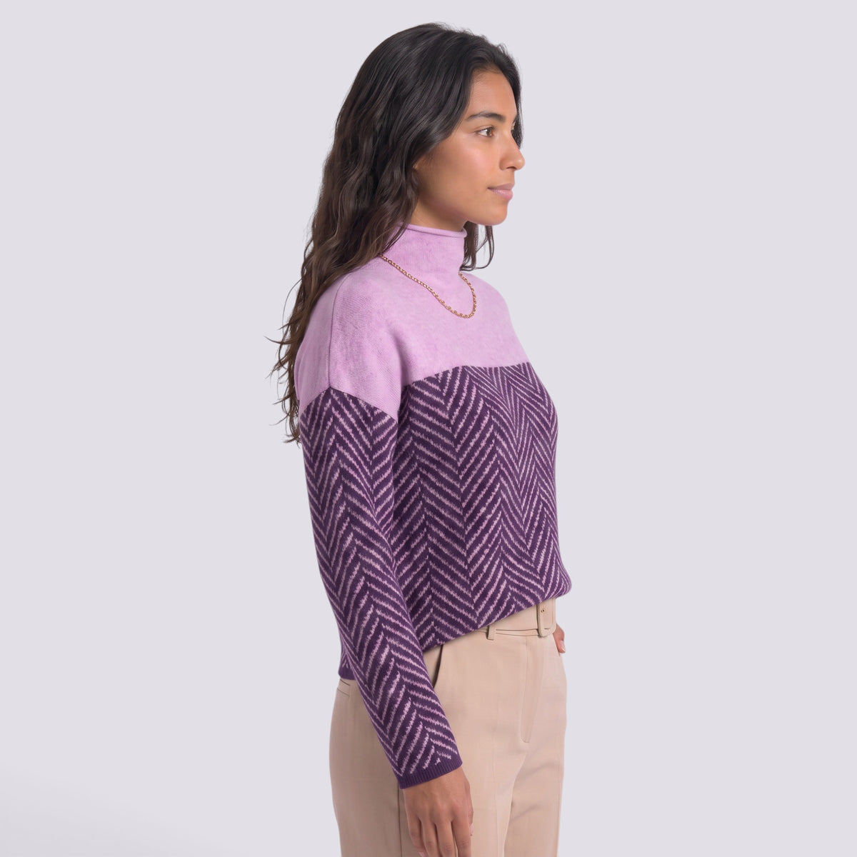 Jersey Mujer Cuello Alto Punto Grueso