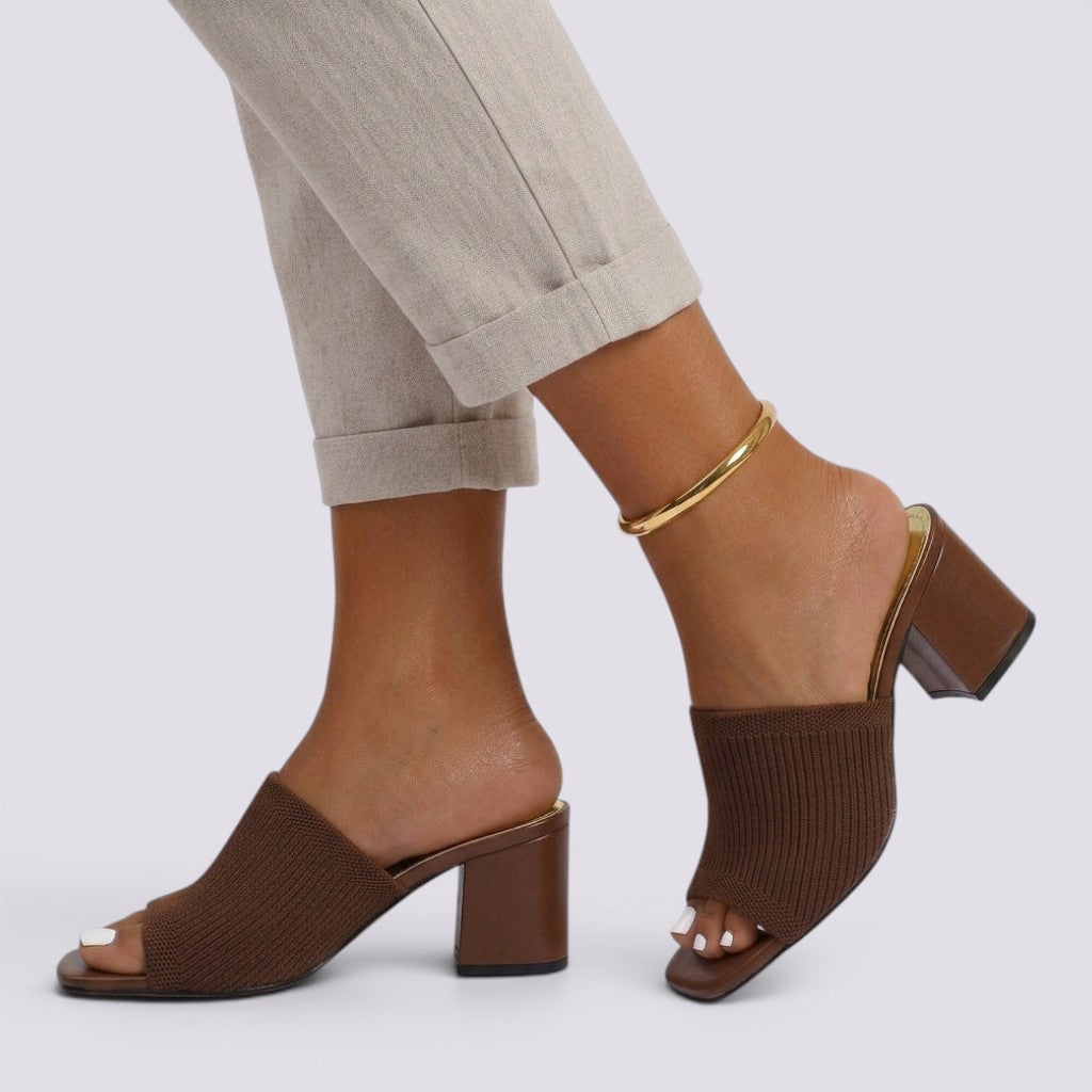 Sandalias Tacón Mujer Elegantes Punta Abierta