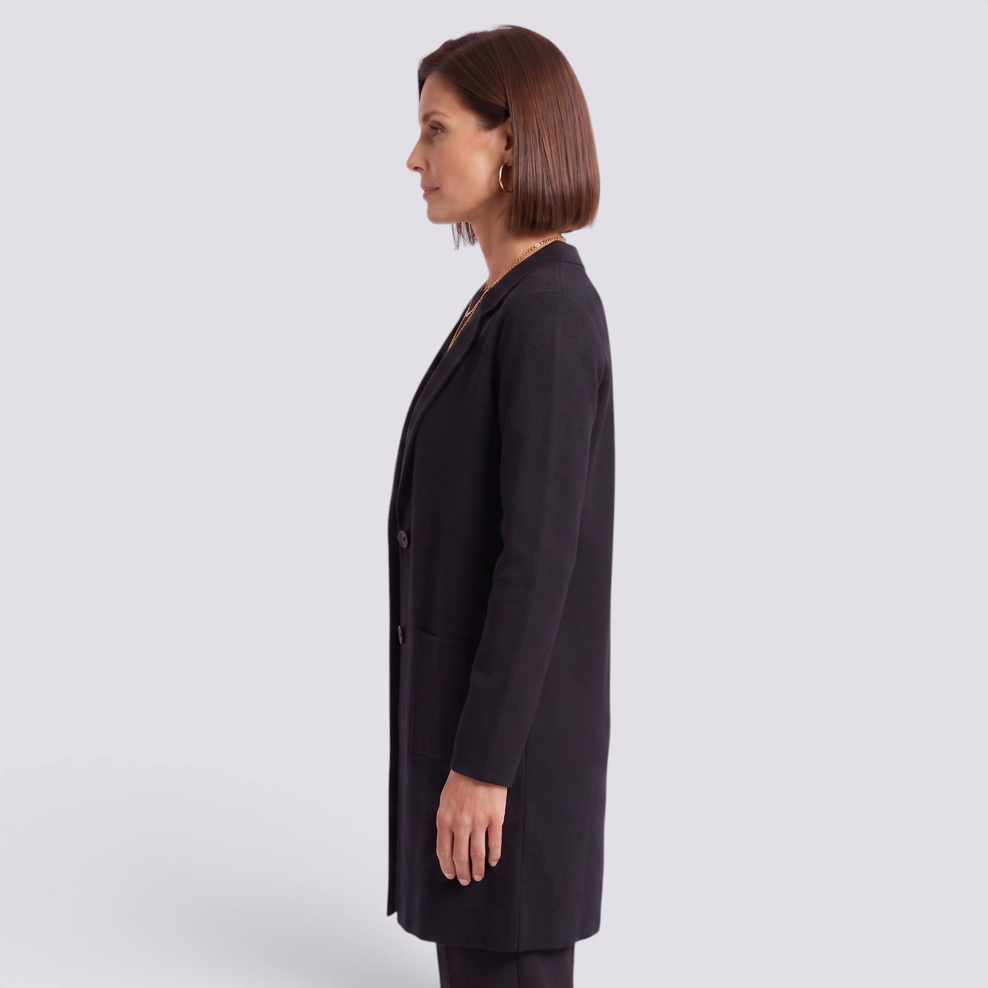 Cárdigan Mujer Largo Elegante Entallado con Solapa