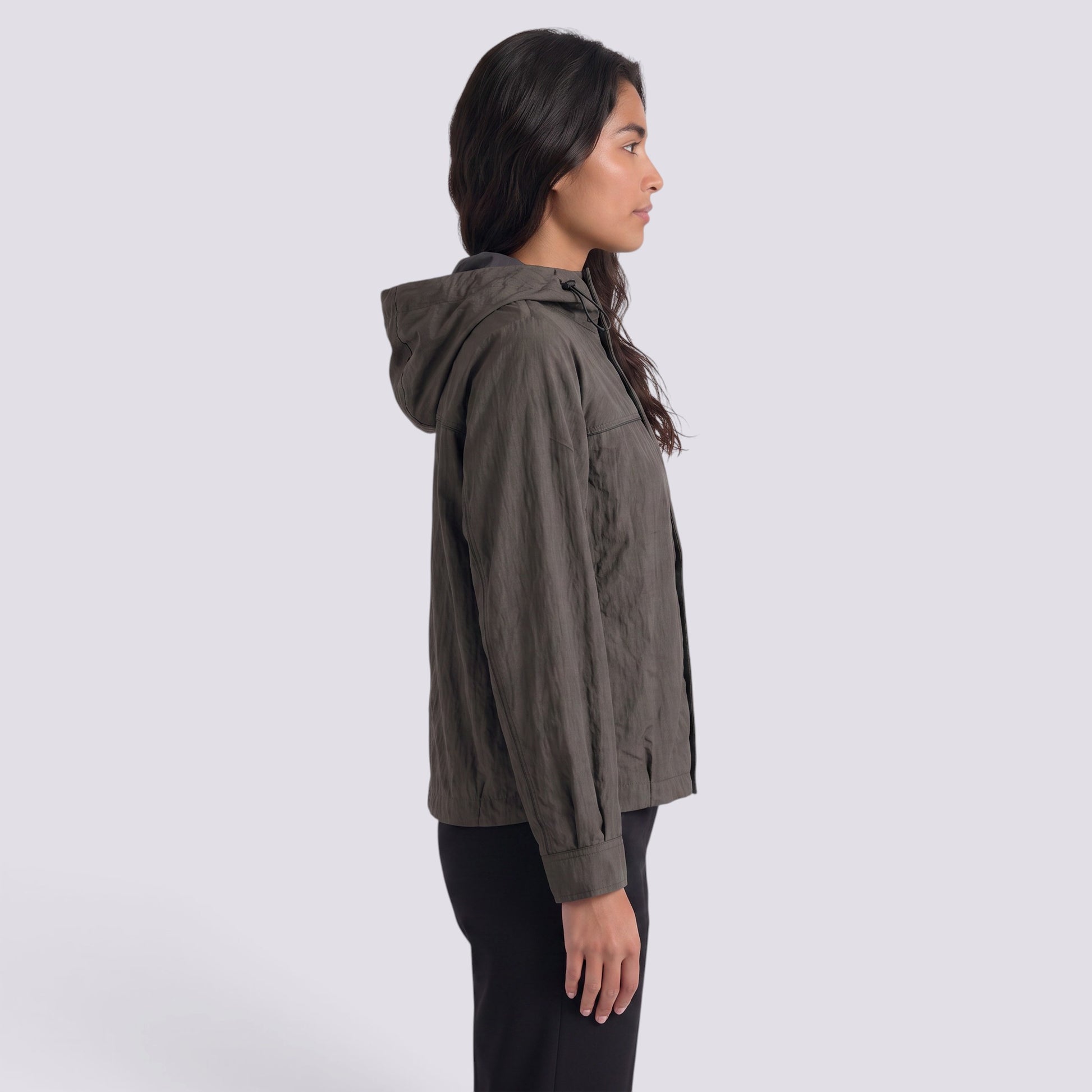 Abrigo Mujer Oversize con Capucha Holgada Bicolor