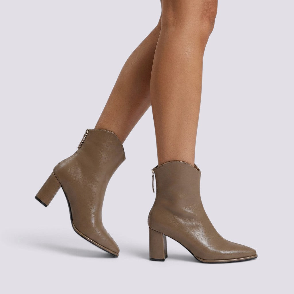 Botines Mujer Piel Punta Fina Caña Media
