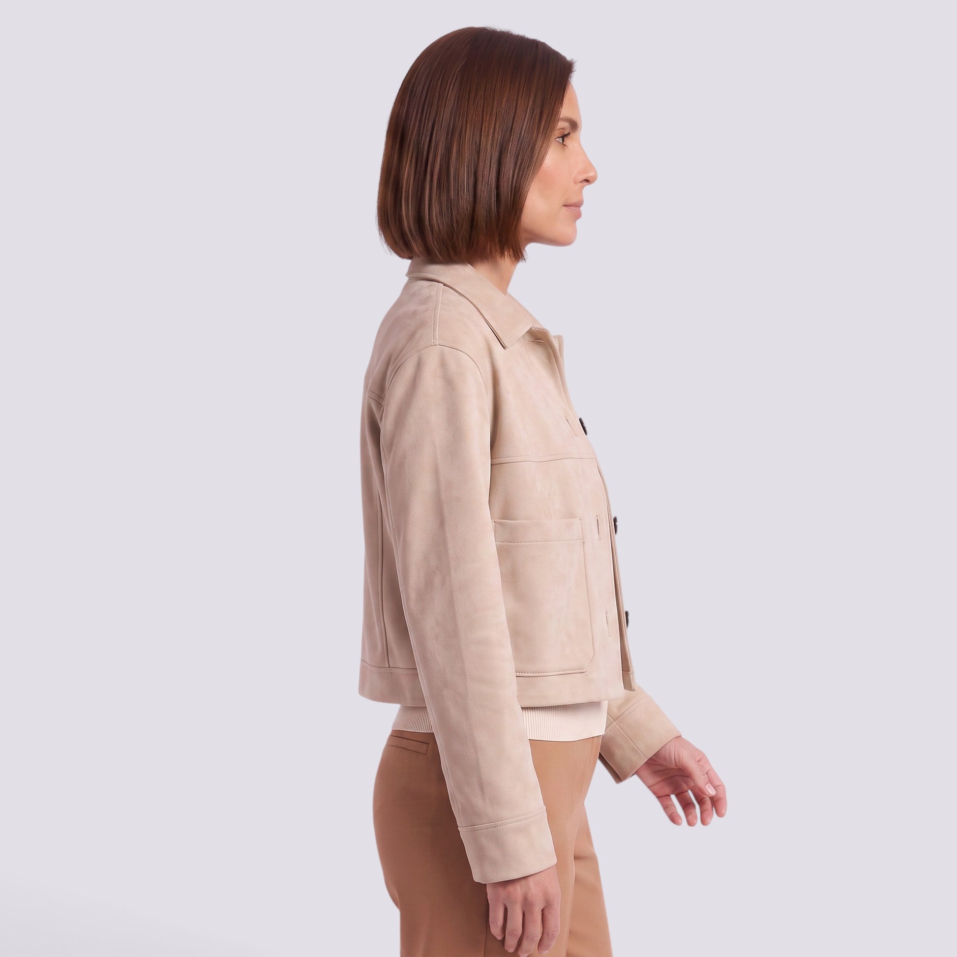 Chaqueta Corta Mujer Efecto Ante