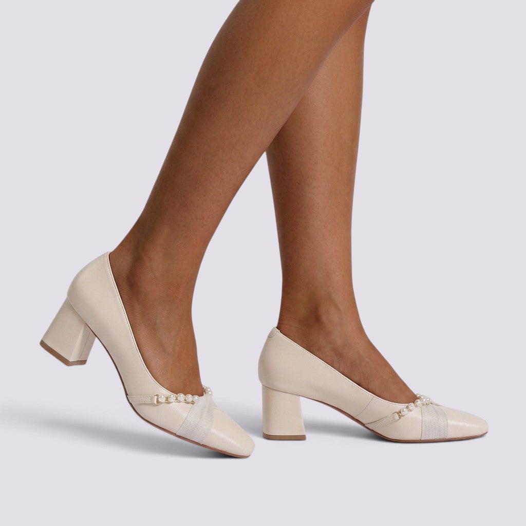 Zapatos de Tacón Mujer con Perlas