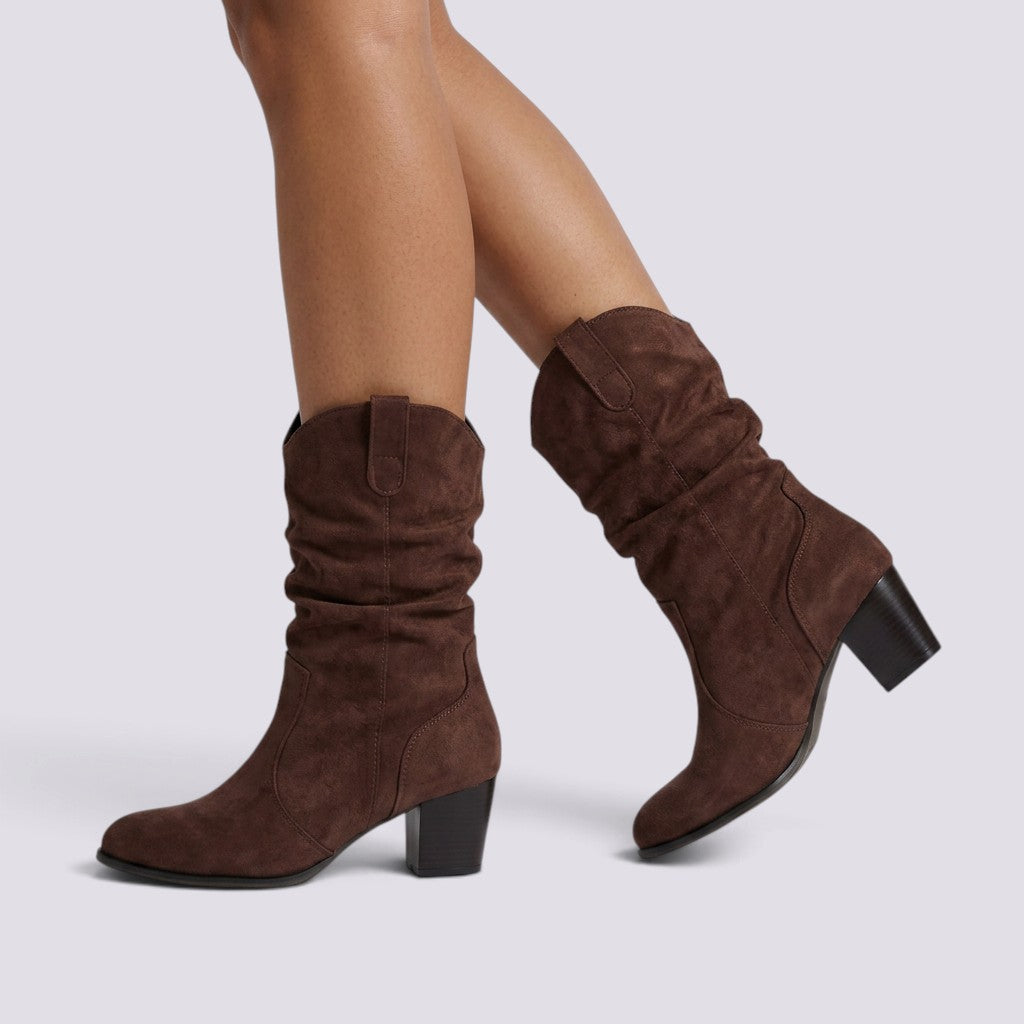 Botines Mujer Tacón Grueso Elegantes Media Caña