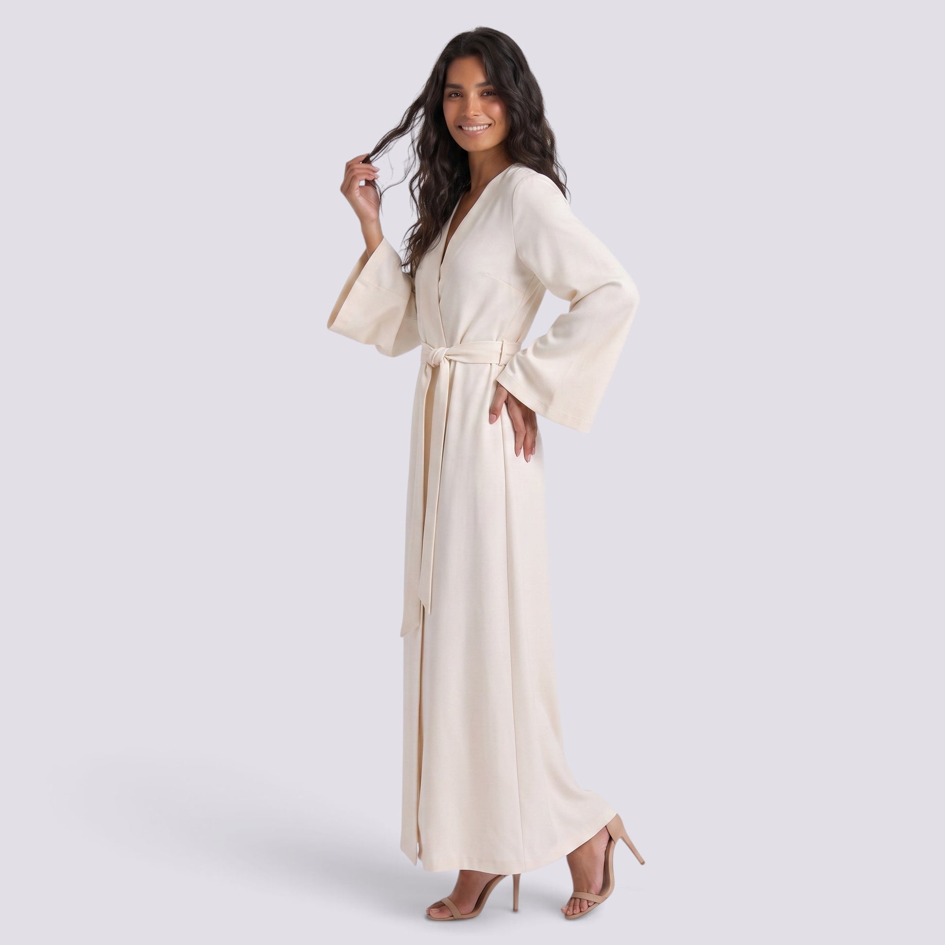 Vestido Largo Mujer Manga Larga con Cordones