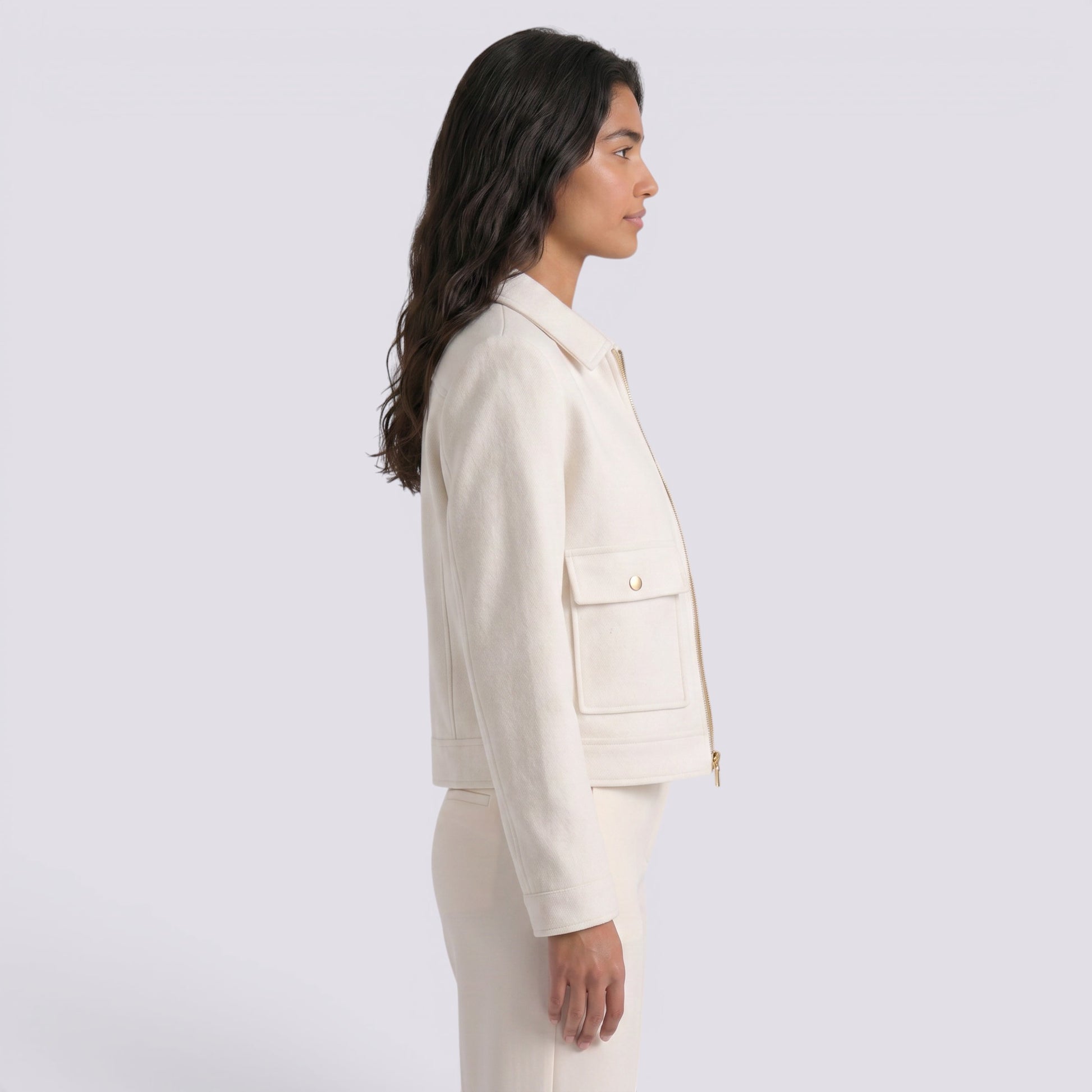 Chaqueta Mujer Corta con Cremallera Frontal