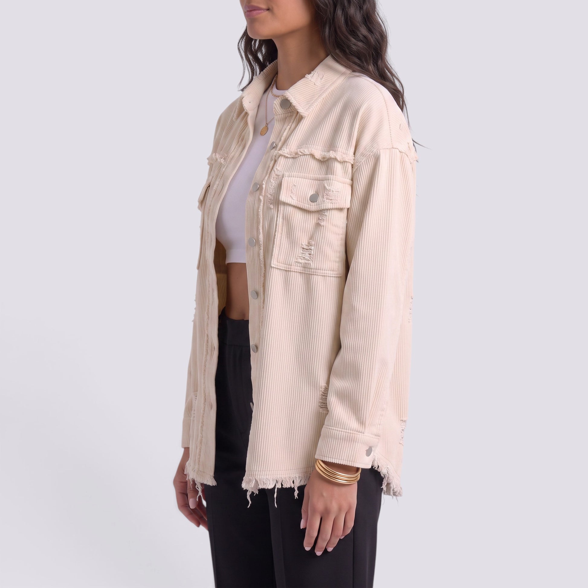 Chaqueta Vaquera Mujer Efecto Rota Deshilachada