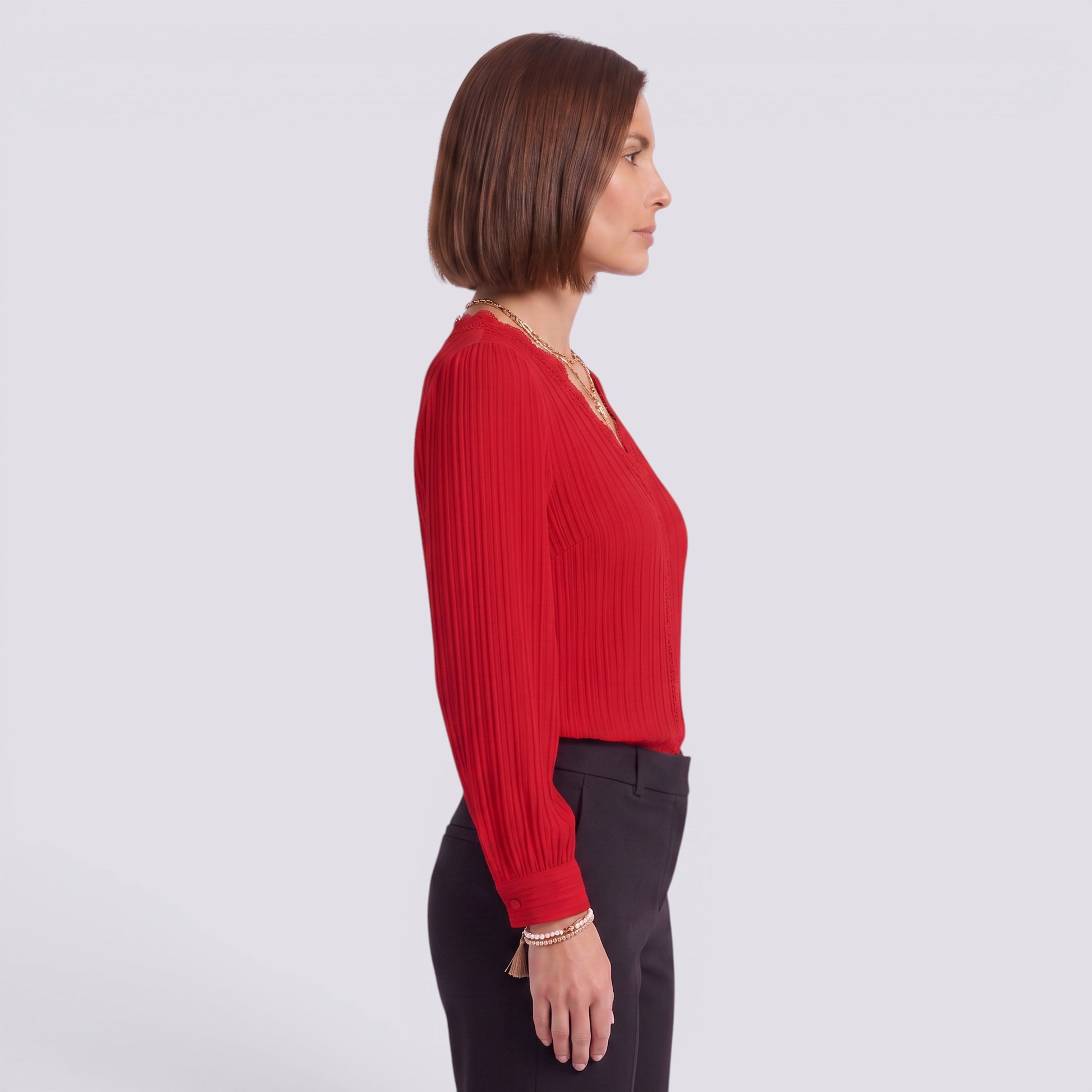 Blusa Mujer Encaje Cuello Pico